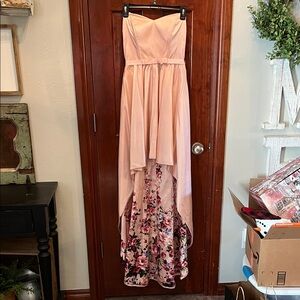 Strapless Pink floral high low dress